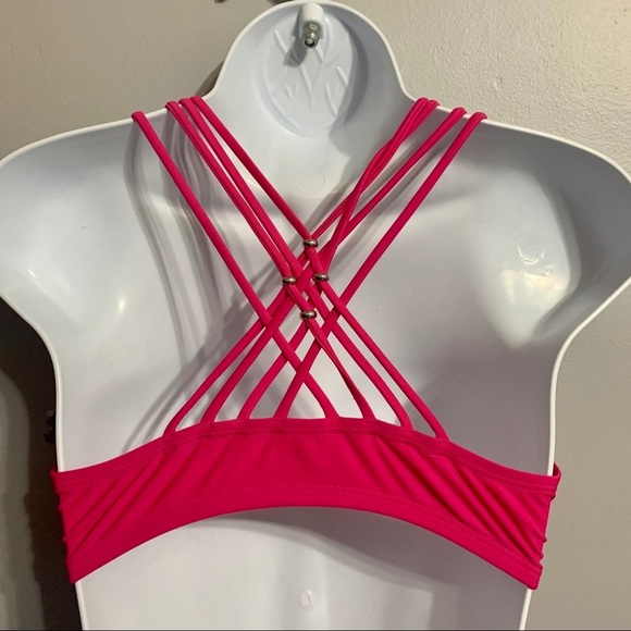 34C / Small Aerie Pink w/ Gold Beads Bikini Set - Picture 3 of 4